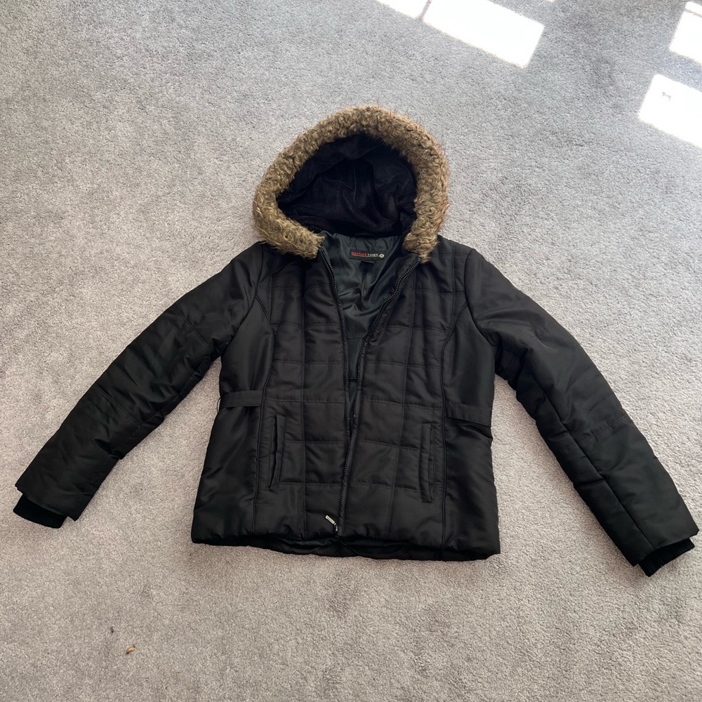 Weather Tamer Black Jacket with Faux Fur Hood